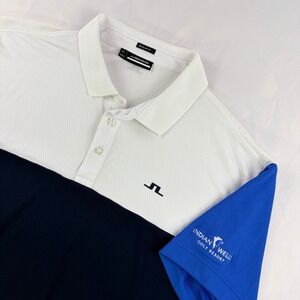 J.Lindeberg Indian Wells Jord Regular Fit Golf Polo Mens XXL Navy White Blue